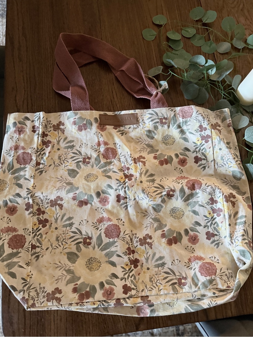 Laura Ashley Canvas Tote Bag Floral NWOT Cottagecore Shopper THE FARMHOUSE TT